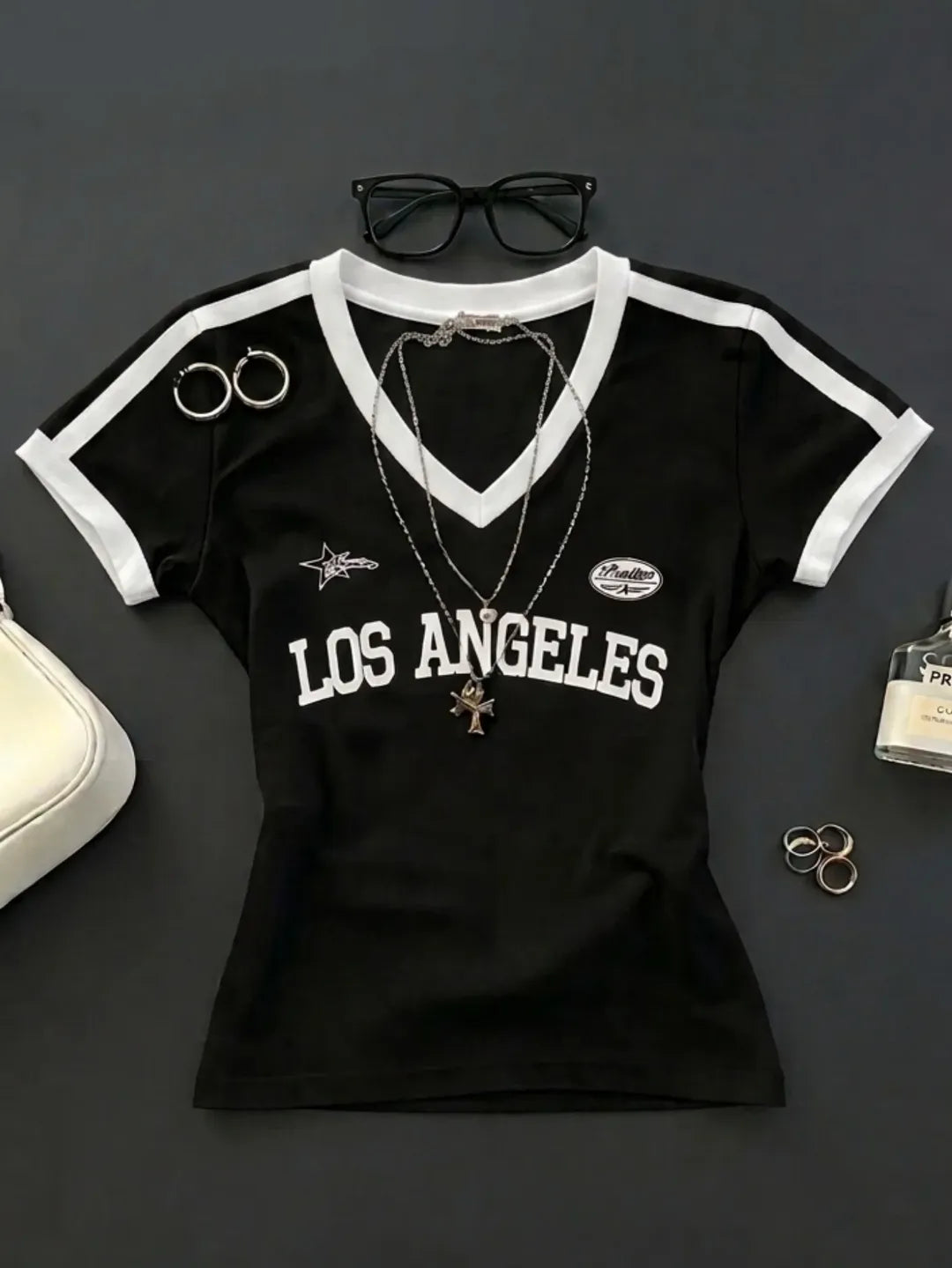 Graphic (LA) V-Neck Fitted Tee