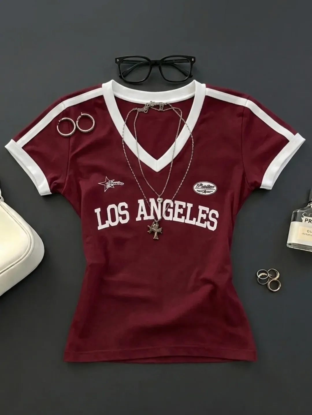 Graphic (LA) V-Neck Fitted Tee