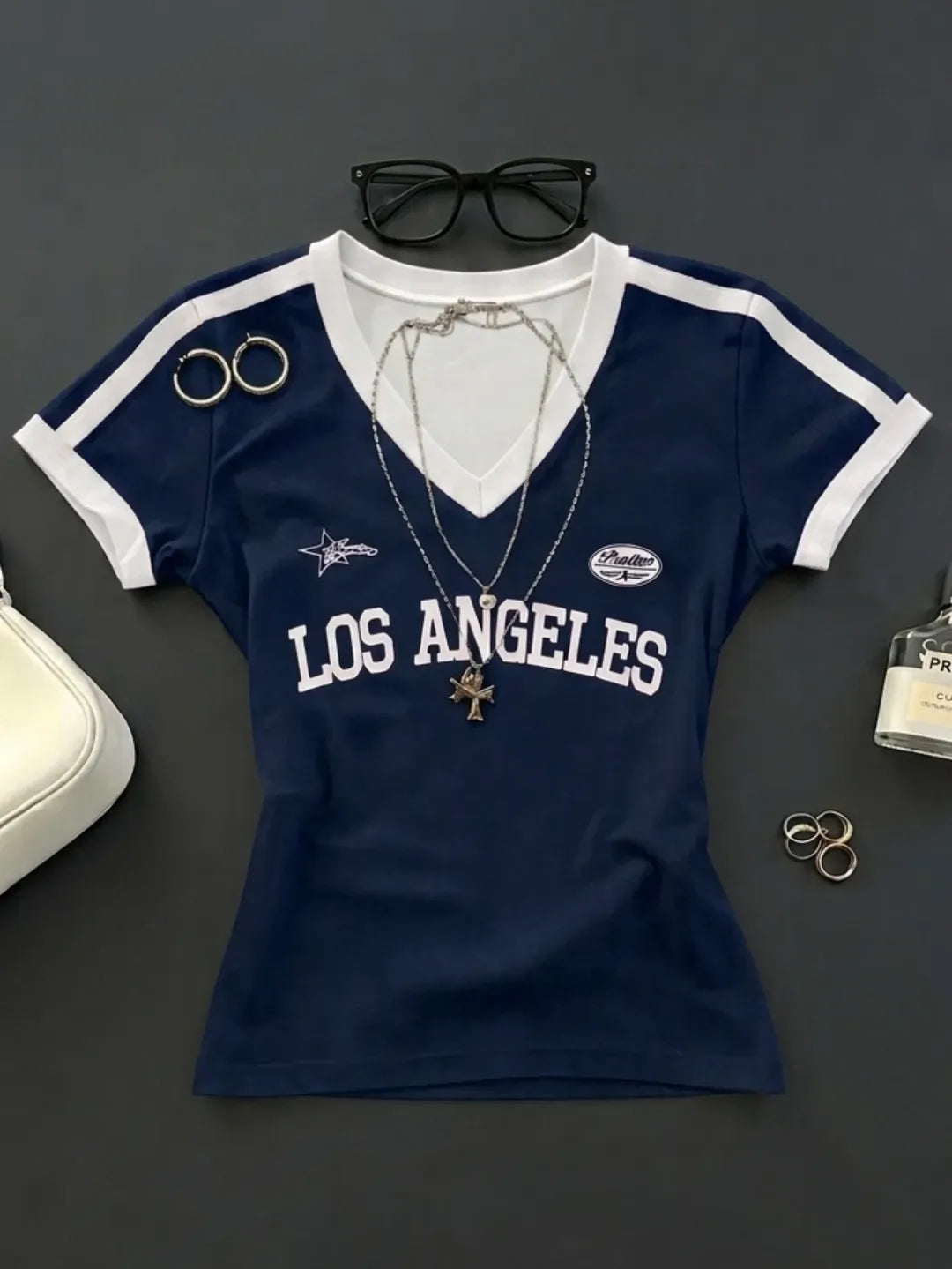 Graphic (LA) V-Neck Fitted Tee