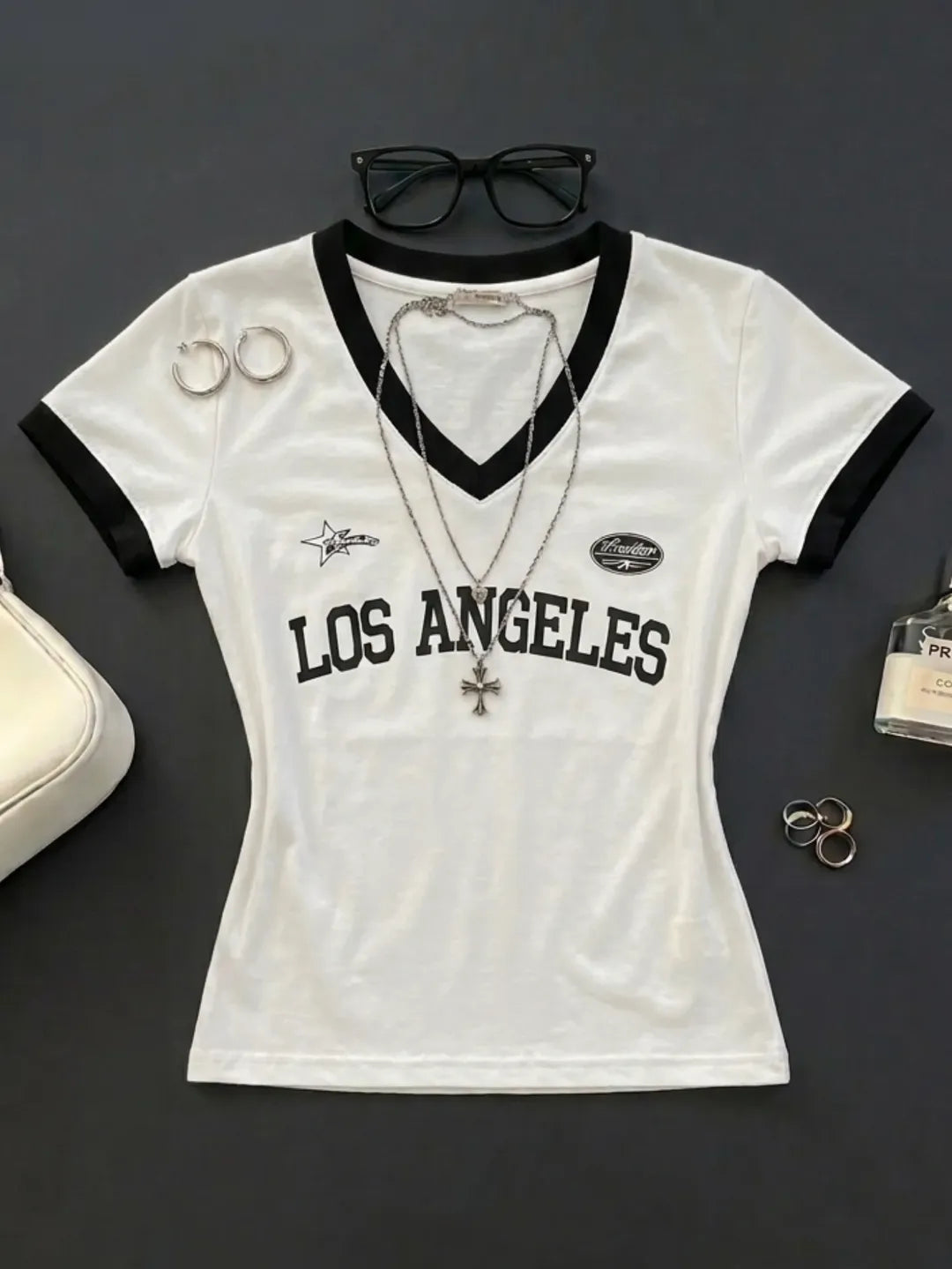 Graphic (LA) V-Neck Fitted Tee