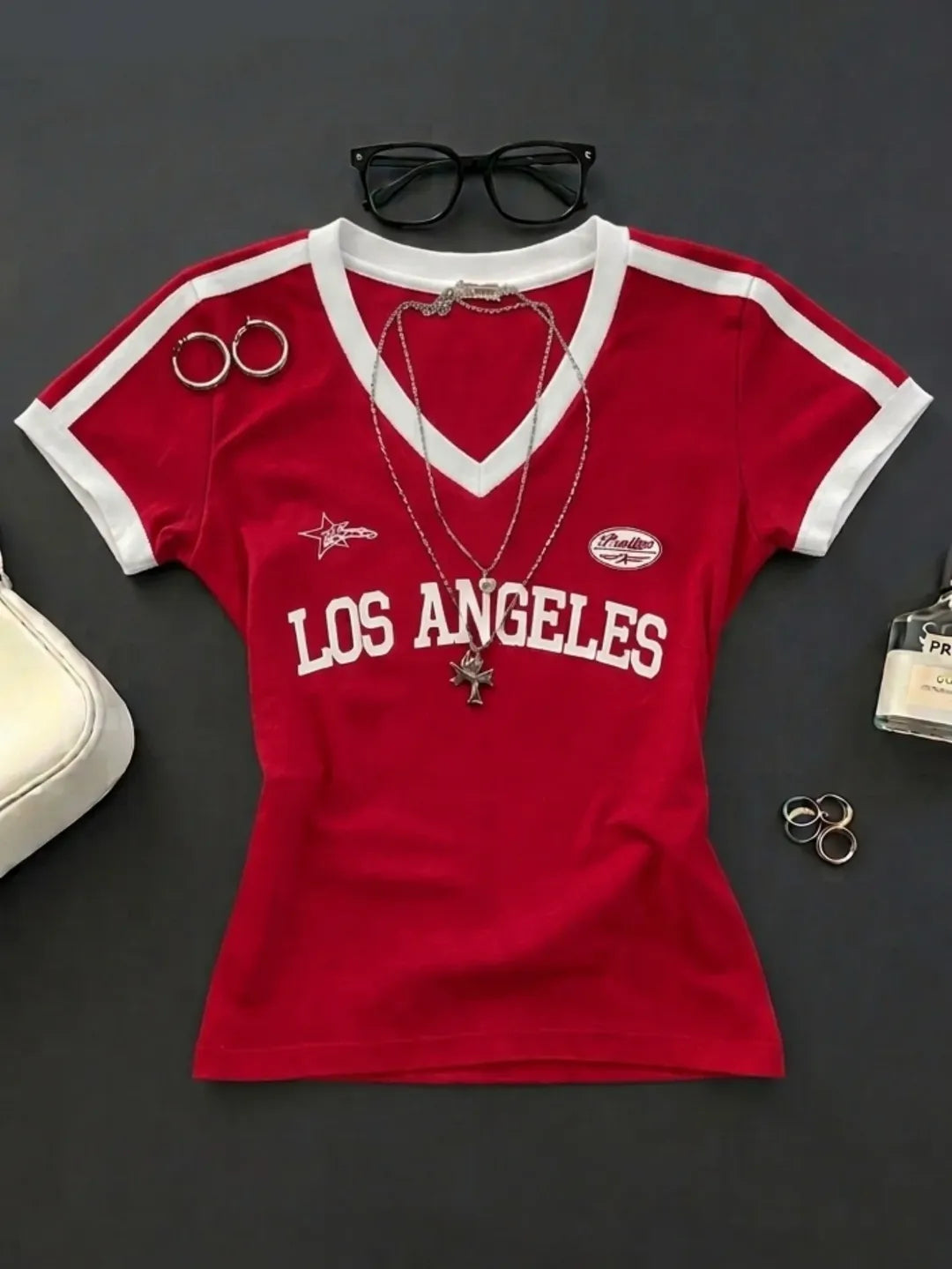 Graphic (LA) V-Neck Fitted Tee