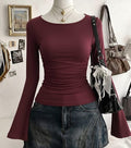 Boat Neck Flare Sleeves