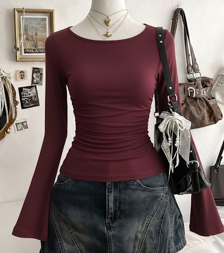 Boat Neck Flare Sleeves