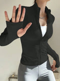 Black Zipper Thumbhole FS
