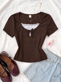 Notch Neck Lace Tee