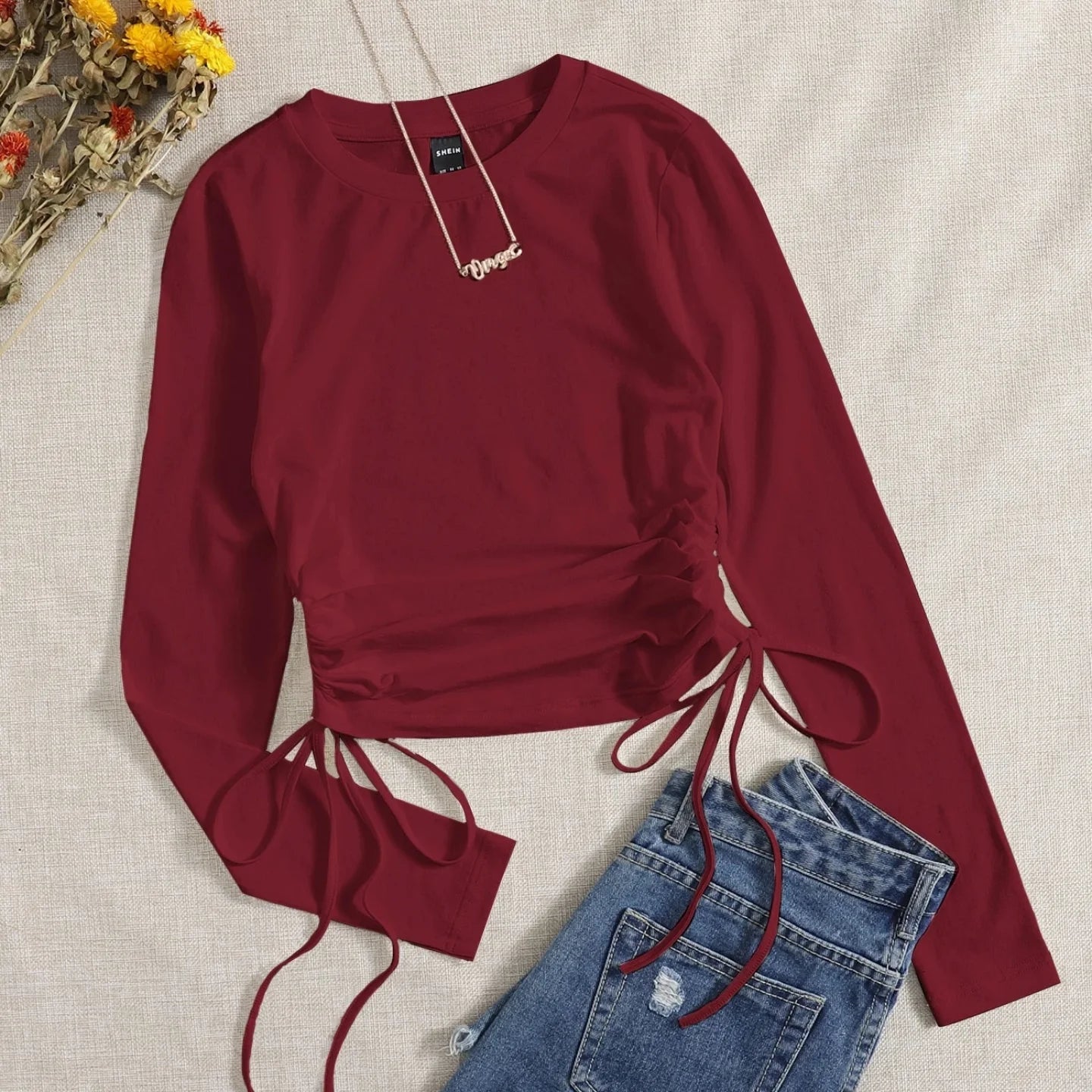 Round Neck Fitted Ruched FS
