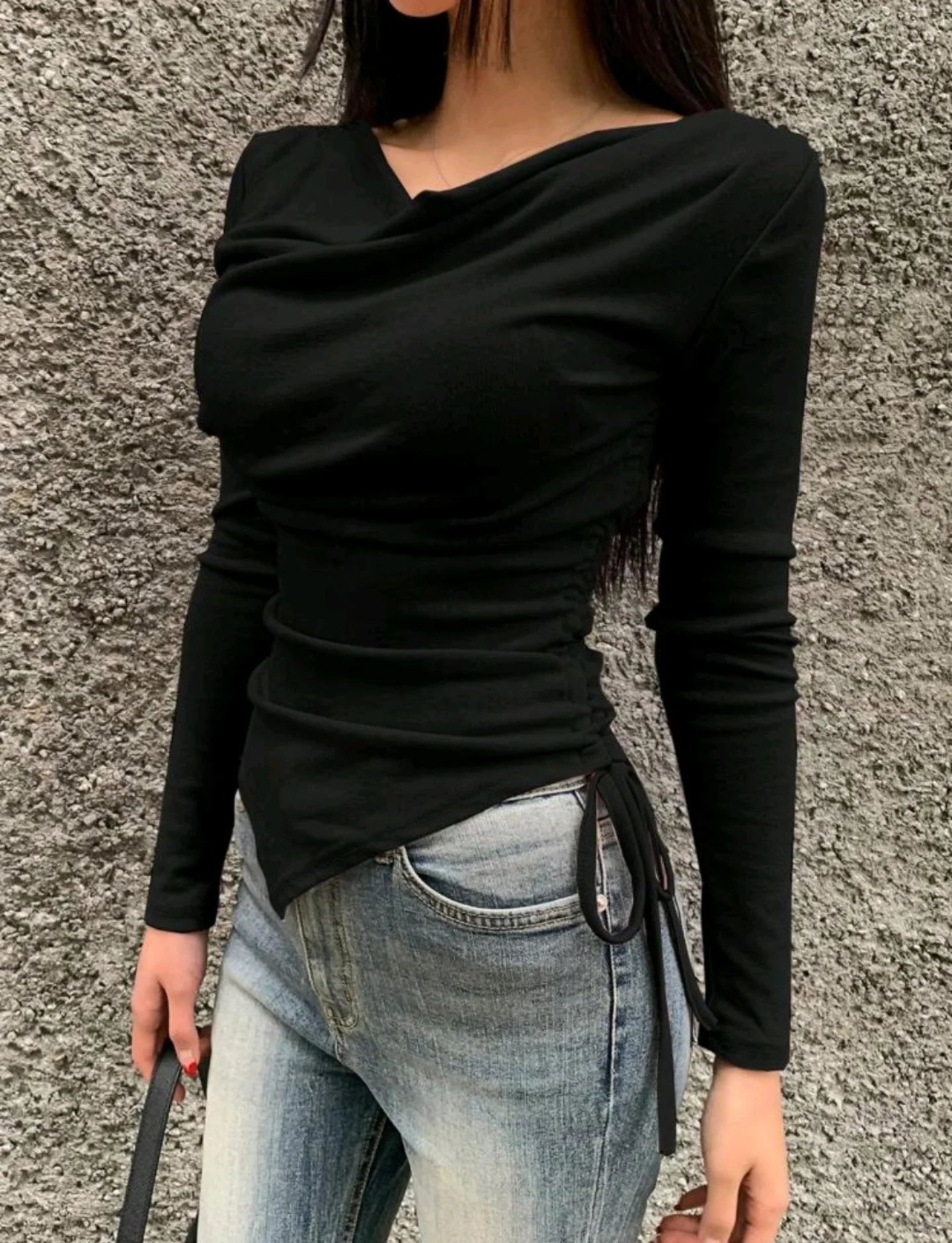 Ruffle Asymmetrical Ruched FS