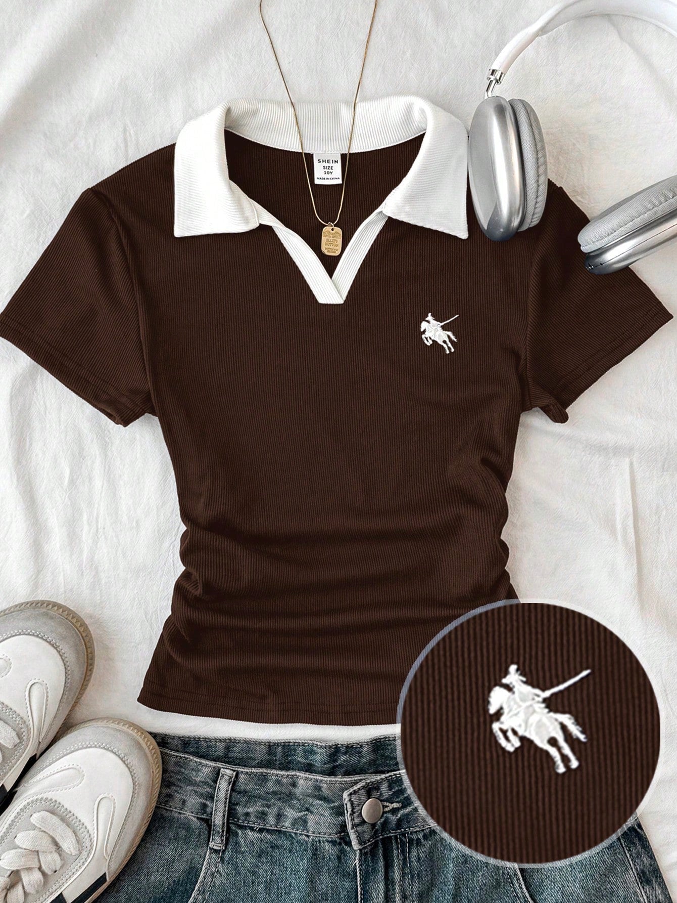 Graphic (Logo) Contrast V Polo Tee