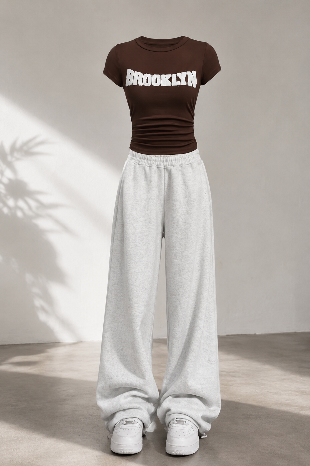 Brown Graphic Brooklyn round neck With Grey Flapper Trouser
